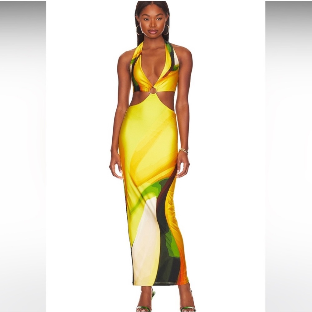 Farai London x REVOLVE Gaia Dress in Lemon Drop Yellow Green Maxi Midi